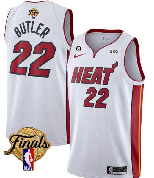 Men's Miami Heat #22 Jimmy Butler White 2023 Finals Association Edition With NO.6 Patch Stitched Basketball Jersey Dzhi